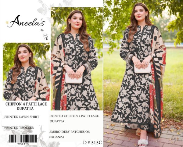 Aneela's LAWN 3 Piece Unstitched Suit - D#1013