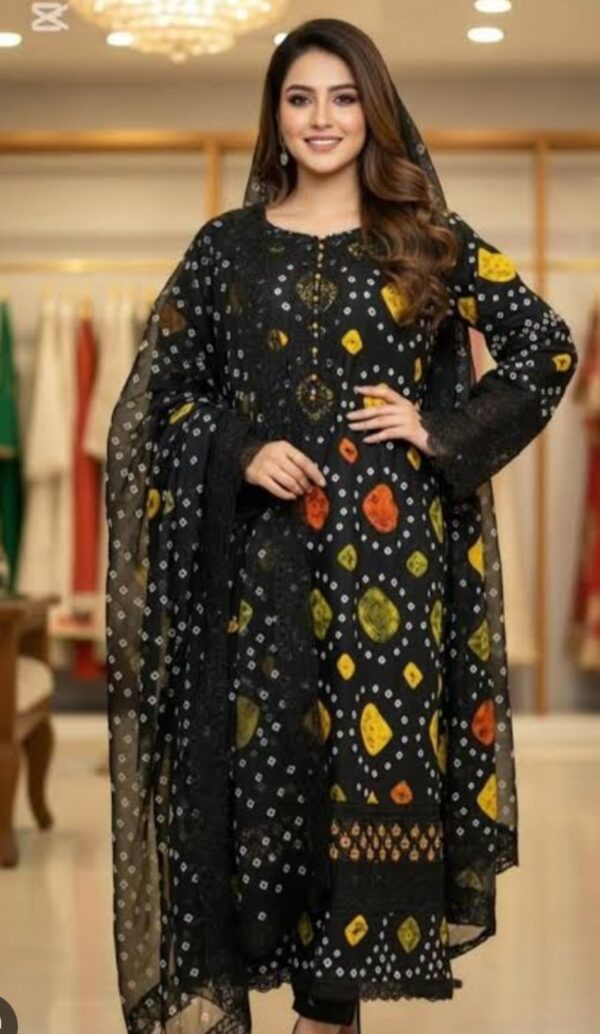 Stuff Soft Arabic Linen Full Size Handamde Chunri Shirt And Trouser Sleeves Alag Hai 3Pc Dress
