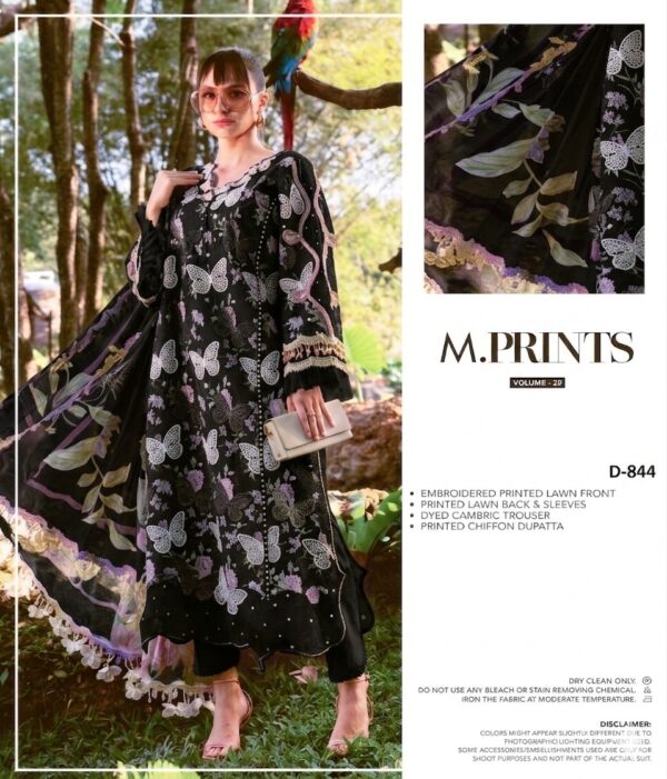Maria.B Butterfly Black LAWN Summer'26 Embroidered 3Piece Unstitched - D#1112