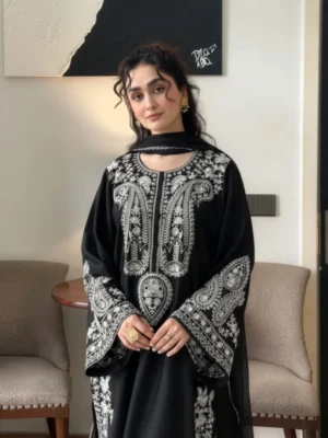 Afreen Black Embroidered 3pcs Suit with Free delivery