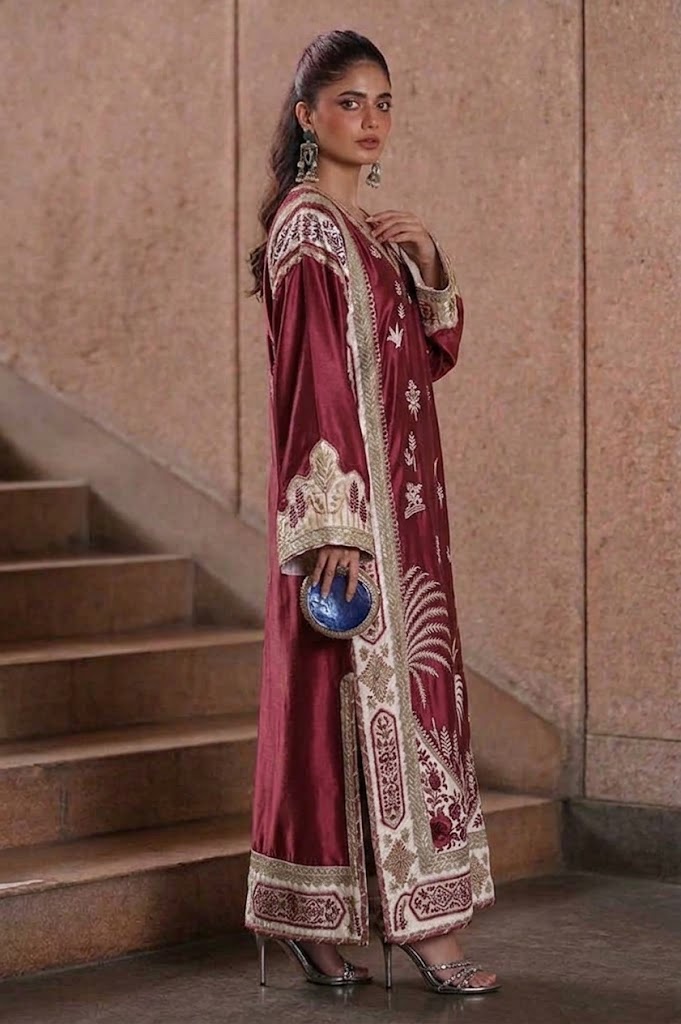 Ethnic Red Sheesha Silk Formal Collection Replica