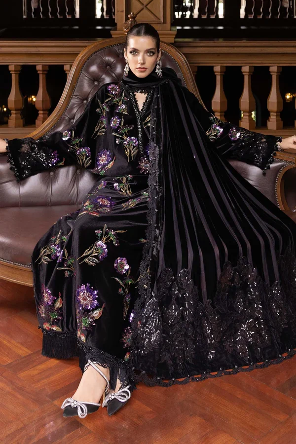Maria B Sheesha Silk Hand Embellished & Embroidered 3 Piece Dress