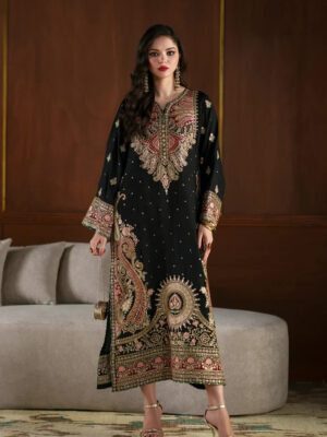 Ethnic Black Sheesha Silk Formal Collection Replica