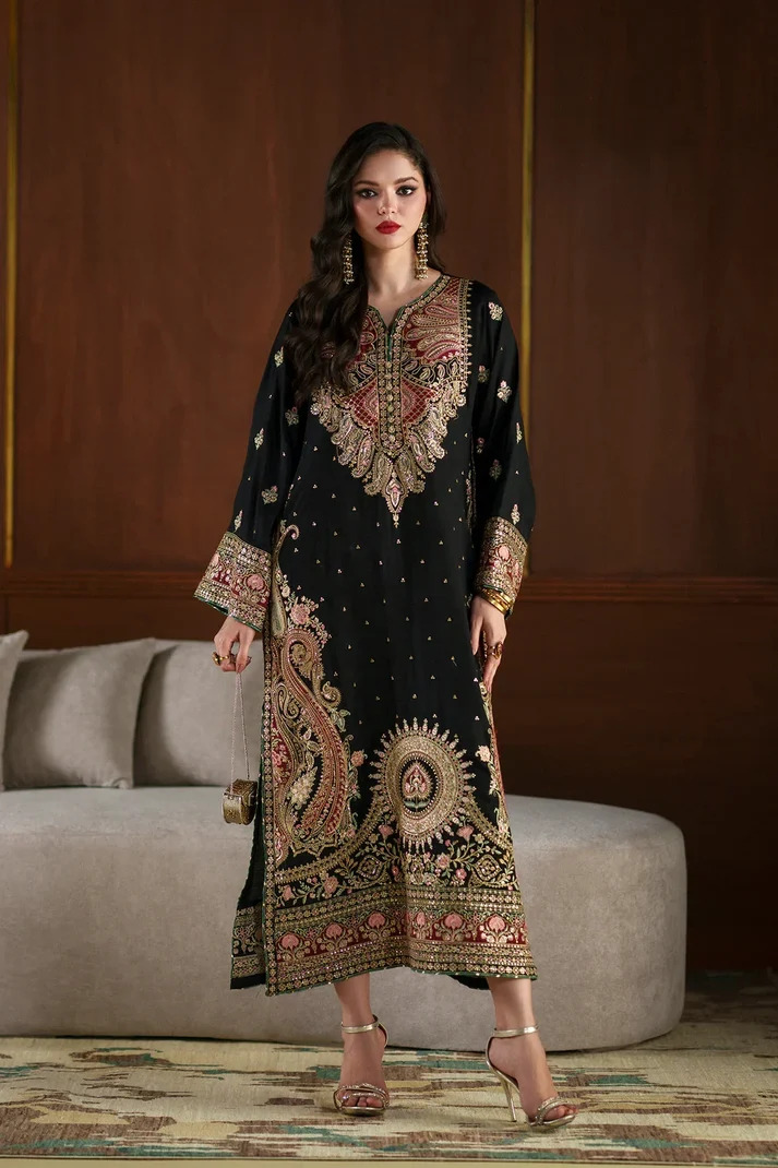 Ethnic Black Sheesha Silk Formal Collection Replica