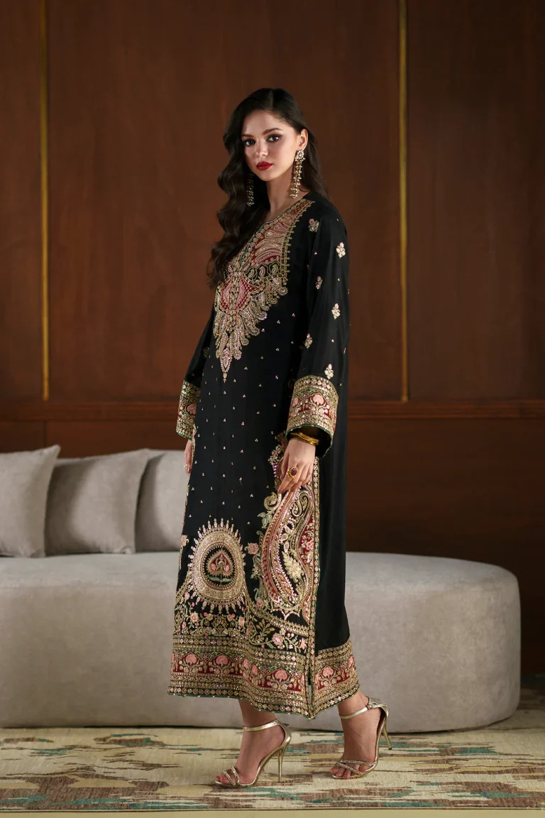 Ethnic Black Sheesha Silk Formal Collection Replica