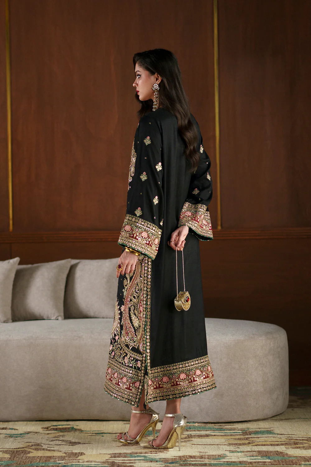 Ethnic Black Sheesha Silk Formal Collection Replica