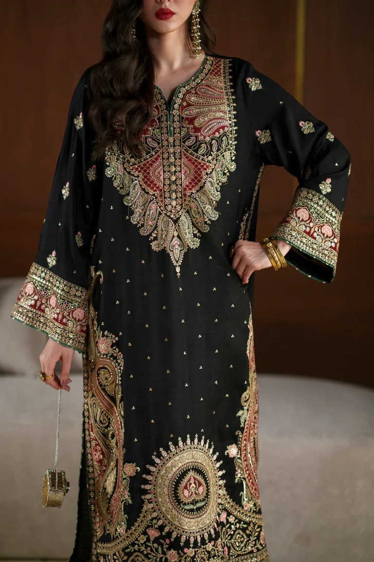 Ethnic Black Sheesha Silk Formal Collection Replica