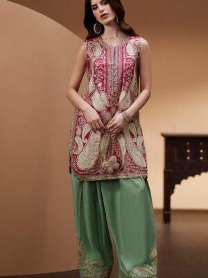 Ethnic Red Raw Silk Formal Collection Replica