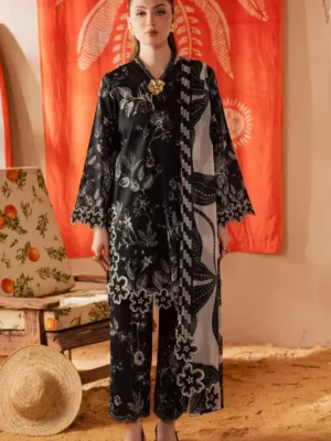 Nureh Black Printed Lawn Collection Replica
