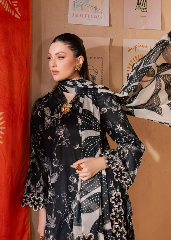 Nureh Black Printed Lawn Collection Replica